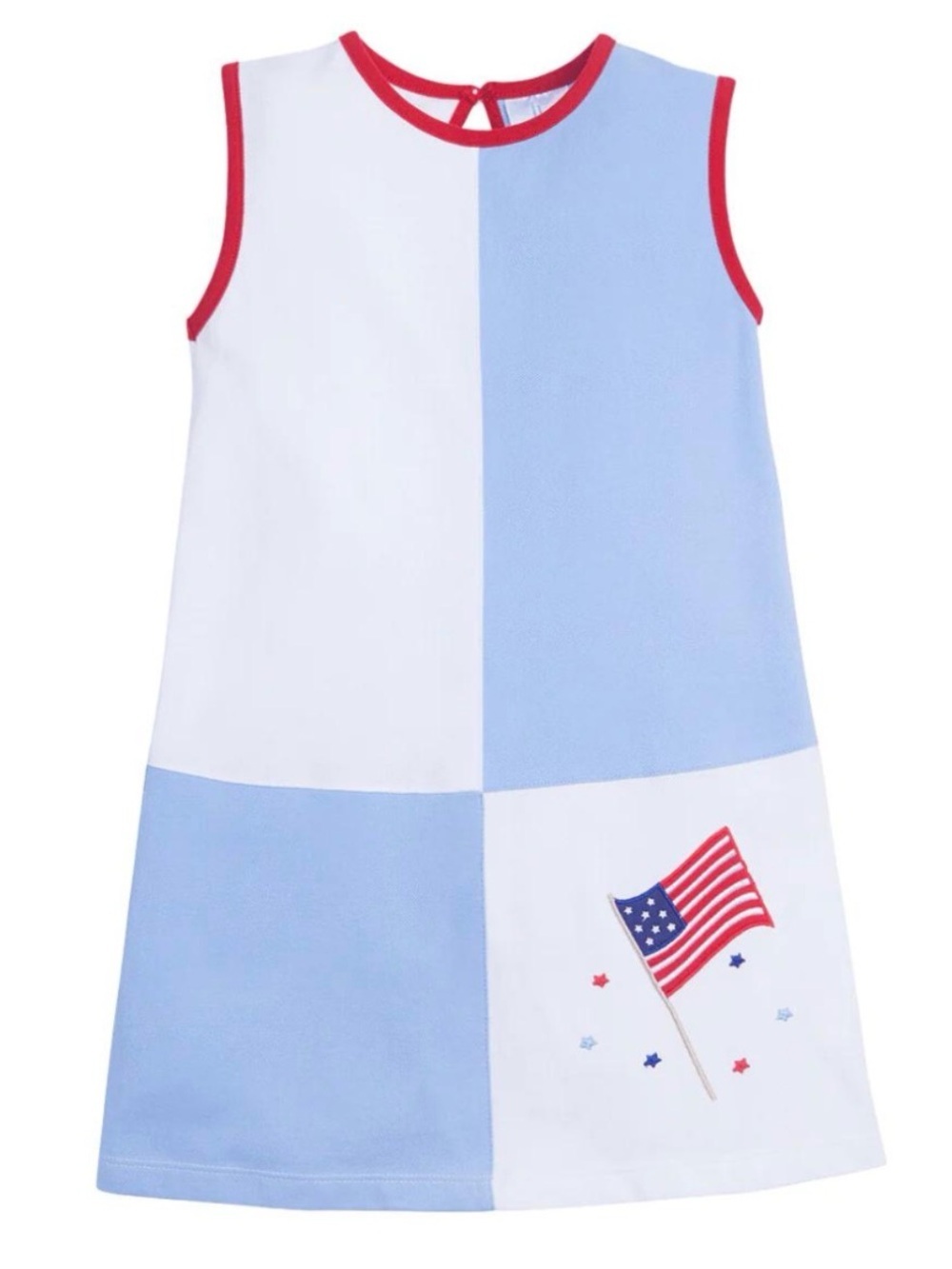 Little English Girl Dress Americana USA Flag Patriotic Red White Blue Size 8